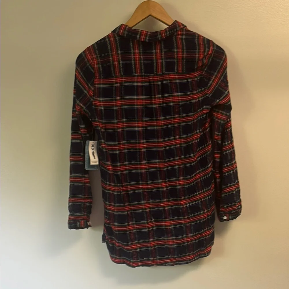 Old navy Plaid girls tunic Shirt size xl - Red and Blue NWT